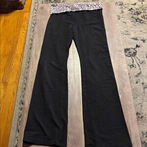 Victoria's Secret Black Pants with Pink Leopard Waistband